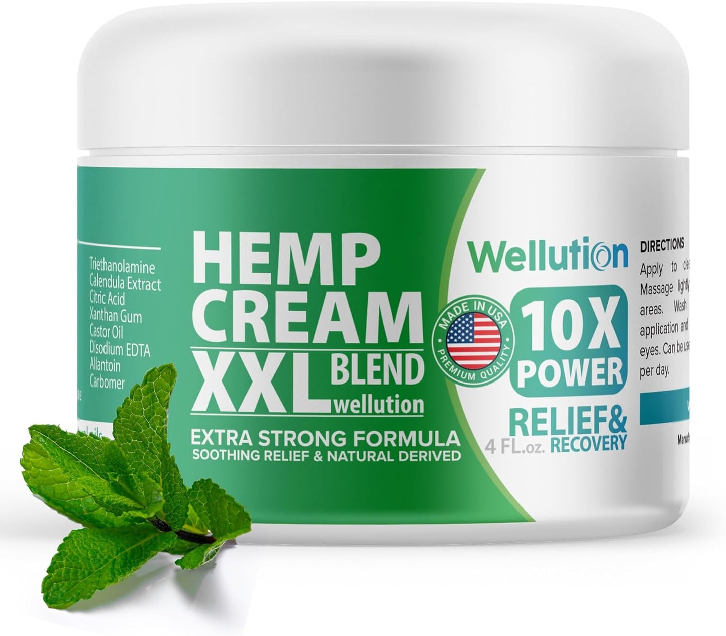 WELLUTION Hemp Cream 2,500,000 XXL Blend - X10 Power - Natural Hemp Extract Cream - Made in USA - Good for Skin Health