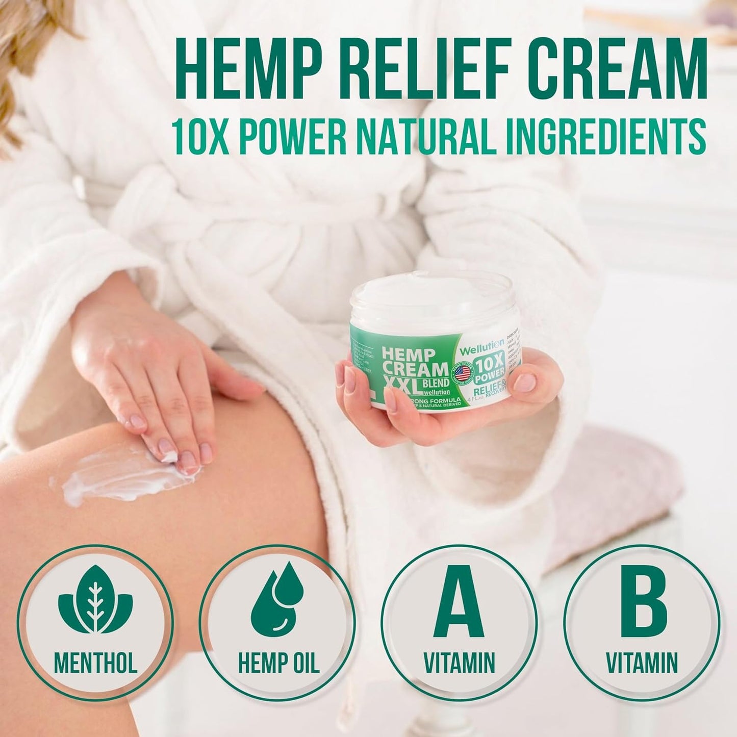 WELLUTION Hemp Cream 2,500,000 XXL Blend - X10 Power - Natural Hemp Extract Cream - Made in USA - Good for Skin Health