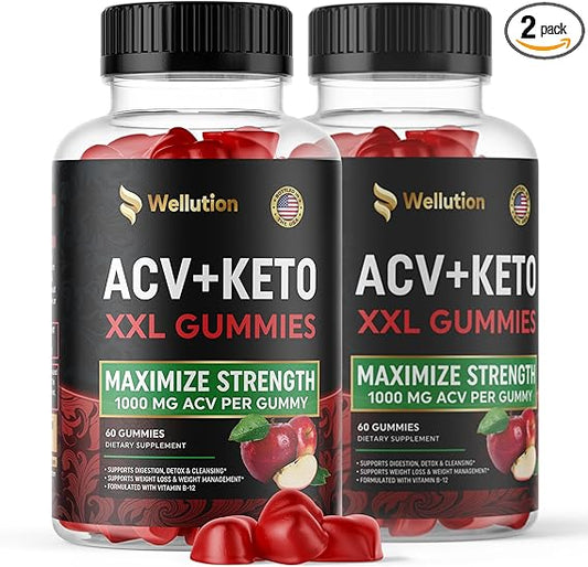 WELLUTION (2 Pack Gummies Apple Cider Vinegar - Formulated to Support Healthy Weight, Normal Energy Levels - Supports Digestion, Detox and Cleansing Beetroot and Pomegranate (120 Count (Pack of 2))