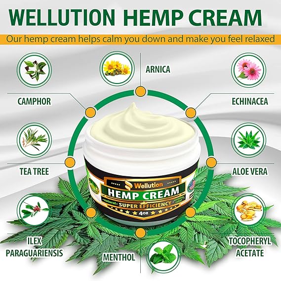 Hemp Cream 3,000,000 Super Efficiency - Natural Seed Oil Extract - Extra Strength Massage Lotion with Arnica, Menthol and Natural Oils